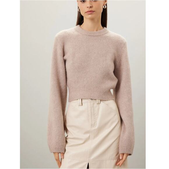 CLUB MONACO X RTR ~ Alpaca Wool Cream Cropped Pullover Sweater Size XL - Picture 1 of 10